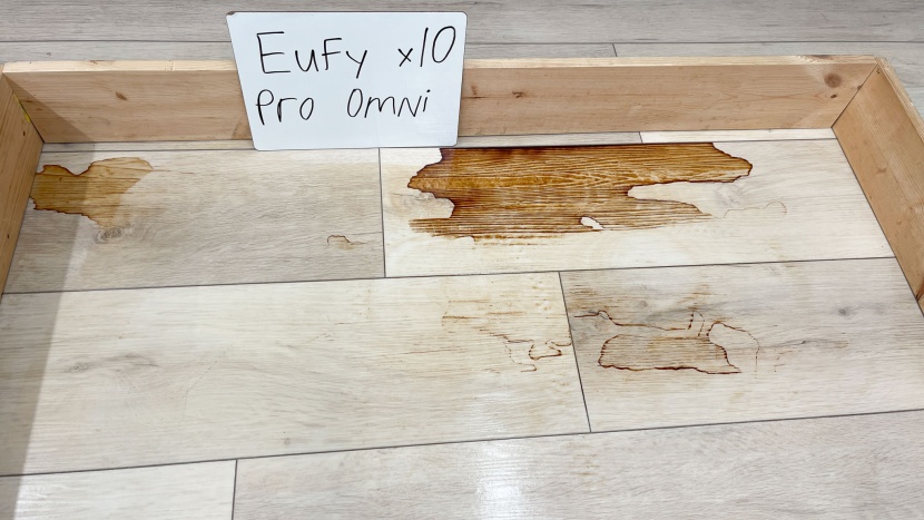 robot vacuum - the eufy x10 pro omni handled light and medium dried stains easily...