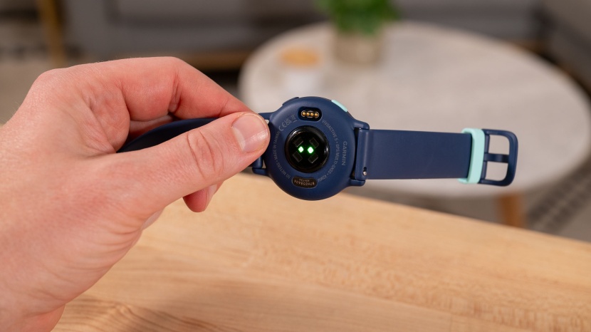 garmin vivoactive 5 - the sensors are contained within a small dome on the bottom of the...