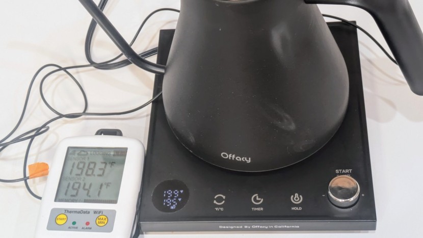 offacy gooseneck - although a couple degrees over the set temp at 198.3f, the kettle...