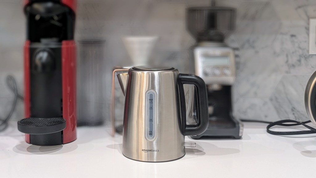 amazon basics electric kettle - the stainless steel of the amazon basics blends in well with any...