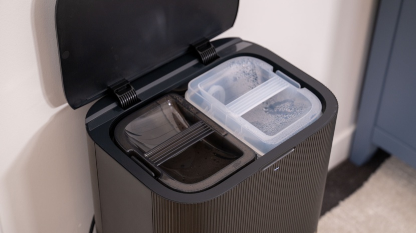 dreame x40 ultra - this is why the tower dock is so hefty. a large dust bin and water...