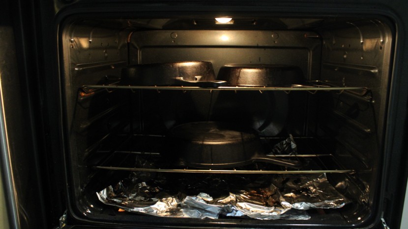 cast iron skillet - it can be helpful to turn your pans upside down during the seasoning...