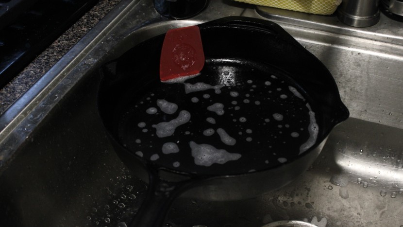 cast iron skillet - silicon scrapers like the one pictured here are great for removing...