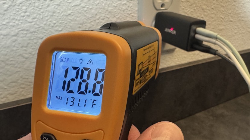 to test surface temperature increases during use under a maximum...