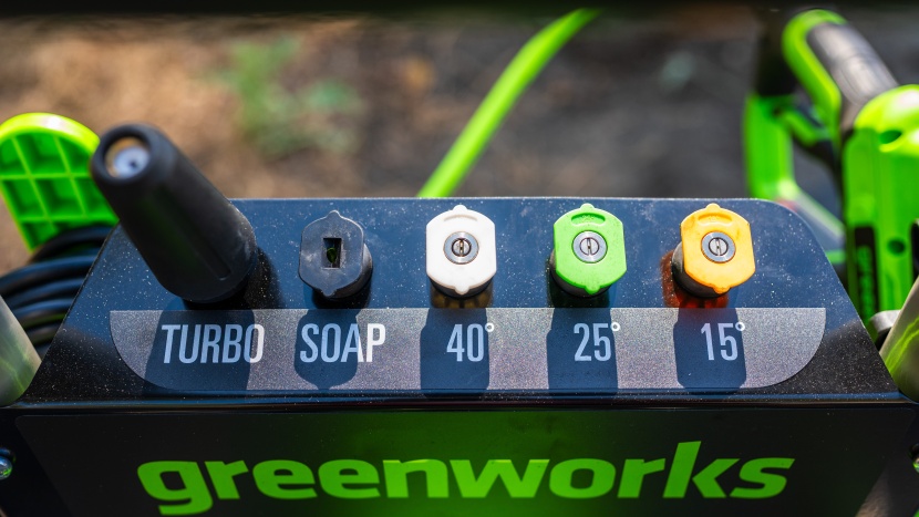greenworks gpw3002 - dedicated nozzle storage enables you to quickly select the right...
