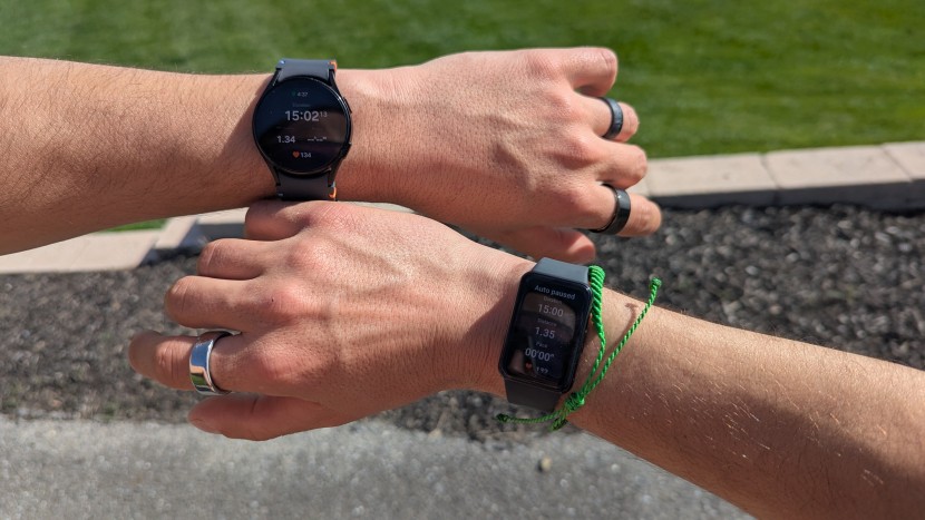 samsung galaxy fit3 - the samsung galaxy smartwatch fe (left) features additional...