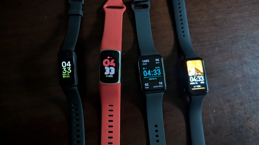 amazfit band 7 - from left to right, the fitbit inspire 3, fitbit charge 6, samsung...