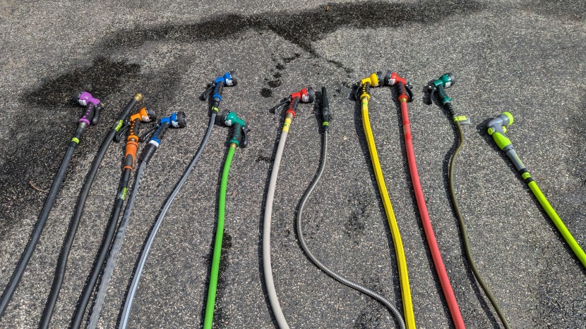 hose - we tested all of our garden hoses with the same nozzle so we could...