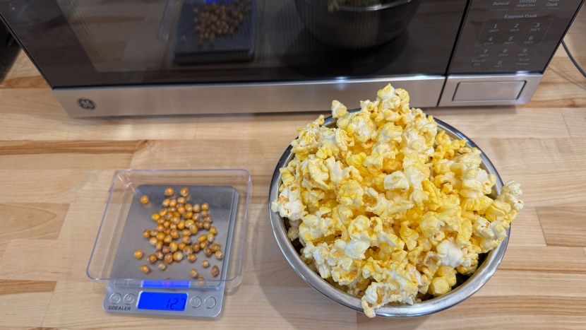 ge gcst10a1wss - the popcorn was slightly overcooked, but had very few unpopped...