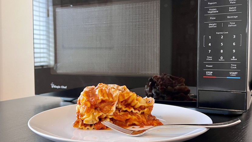 microwave - the magic chef cooked a delightful frozen lasagna.