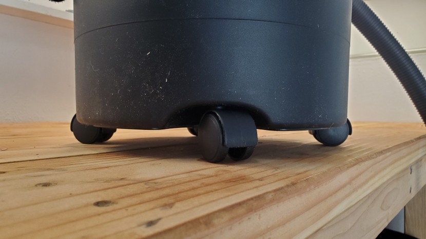 dirt devil 5-gallon - the small wheels are best suited for smooth surfaces.