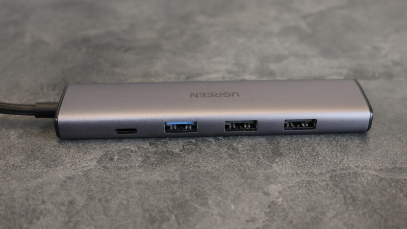 usb hub - the usb-a port with the blue insulator material toward the left in...