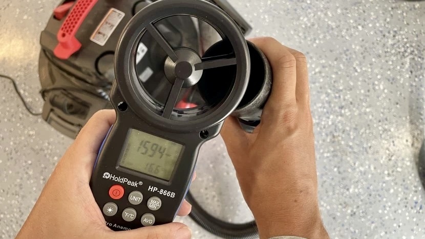 shop vac - we break out the meters to get real numbers, making it easy to spot...