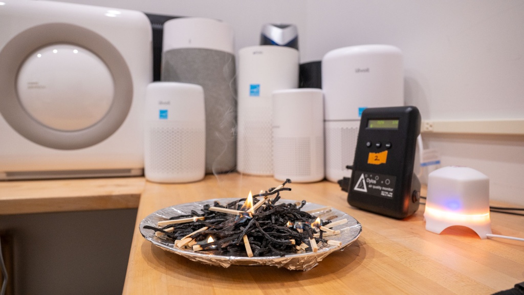 air purifier - using an air quality monitor, our lead tester took note of each...