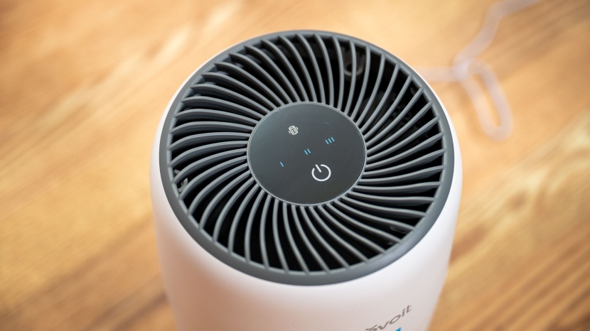 levoit core mini-p - a top panel allows users to adjust the fan speed between low...