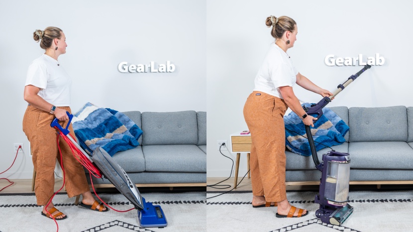 upright vacuum - the oreck (left) doesn&#039;t have a hose, wand, or attachments, unlike...