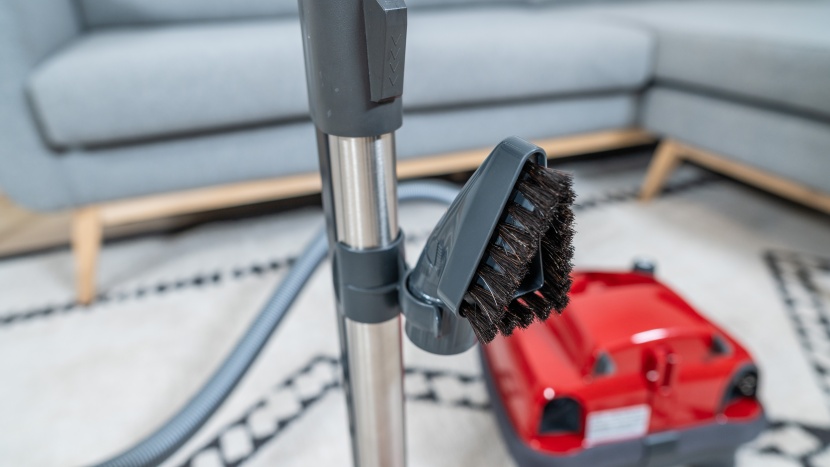 sebo airbelt k3 premium - the upholstery tool is stored on the wand.