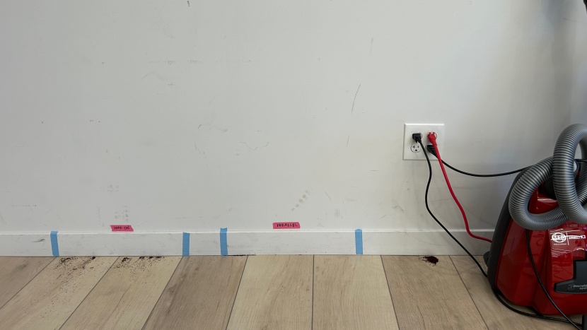 sebo airbelt k3 premium - the sebo did better at cleaning moving parallel to the wall, shown...