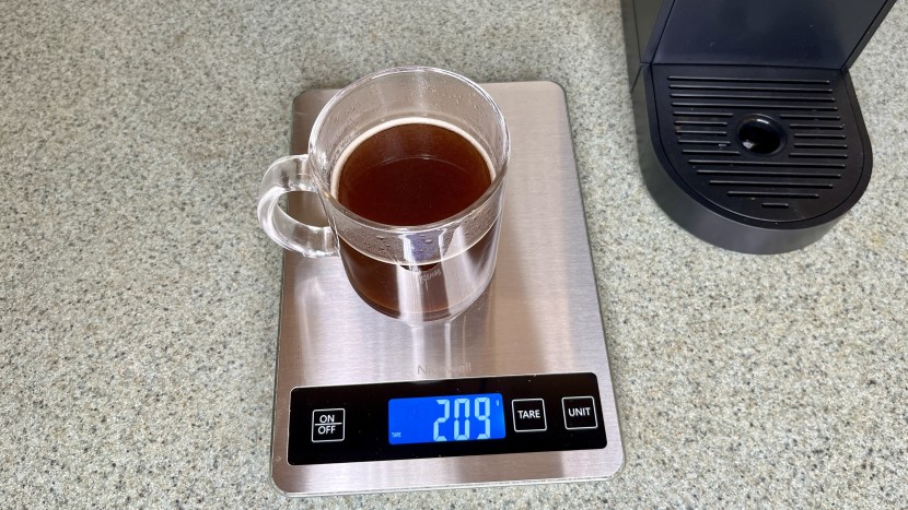 each coffee was measured to guage the liquid volume consistency of...