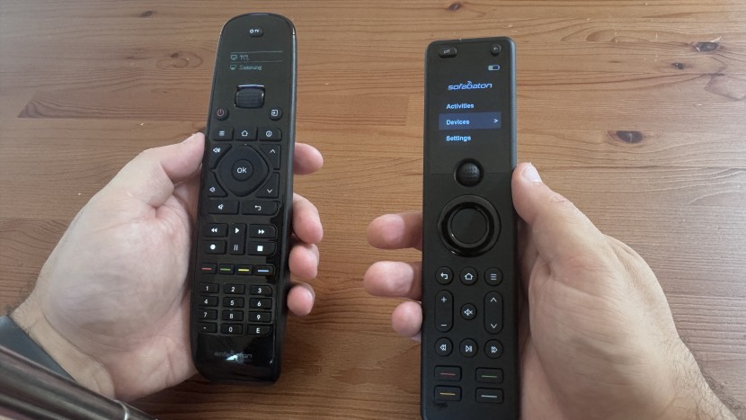 universal remote - comparing the sofabaton u2 (left) to the x1s (right).