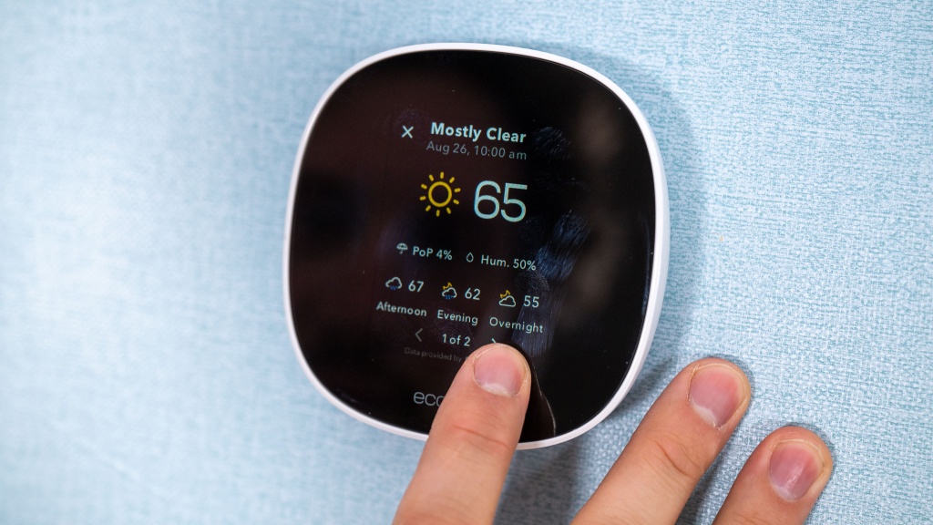 ecobee smart essential - the ecobee smart thermostat essential includes weather updates.