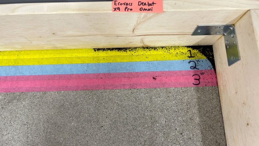 ecovacs deebot x9 pro omni corner results - some coffee grounds left...