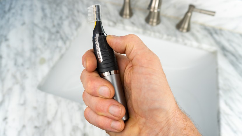 nose hair trimmer - the rubberized and textured handle of the micro touch titanium max...