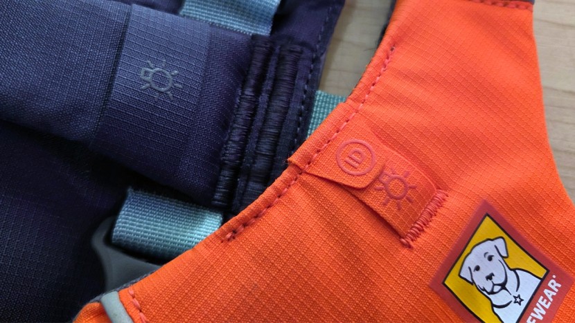 dog harness - simple material straps serve as attachment points for an id tag or...