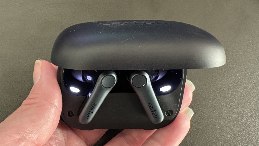 earfun air pro 4 - interior lights help illuminate the earfun buds.