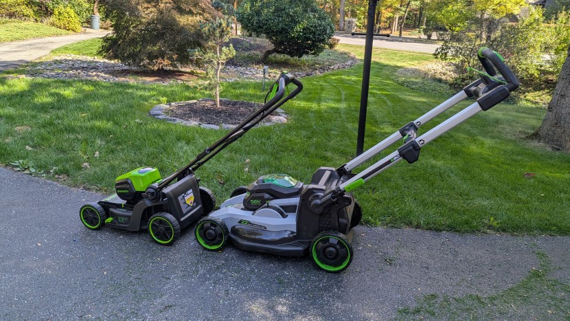 greenworks mo60l419 - there's a significant size difference between the greenworks (left)...