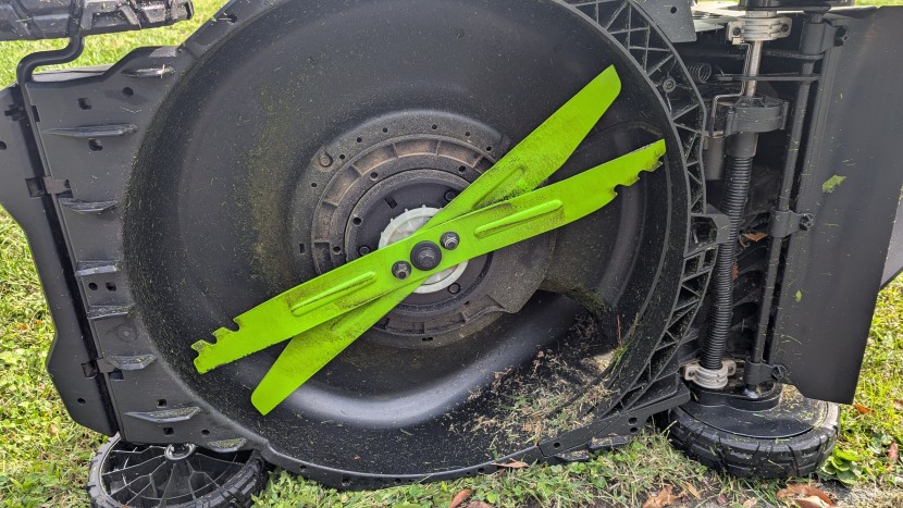 lawn mower - features like twin performance blades, shown here on the ego 2236...