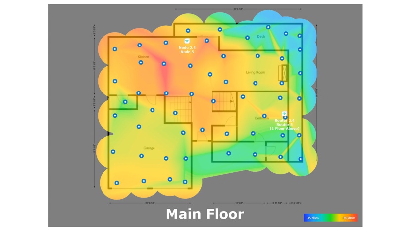 this heat map of the eero 6+ shows how strong the signal is...