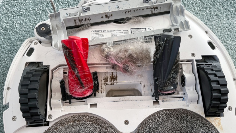 roborock qrevo curvx - some fur got caught in the brush roller, which we needed to cut free.