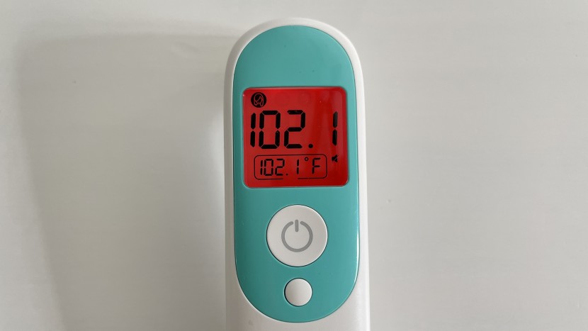 for temperatures above 100.6, the display lights up red, indicating...