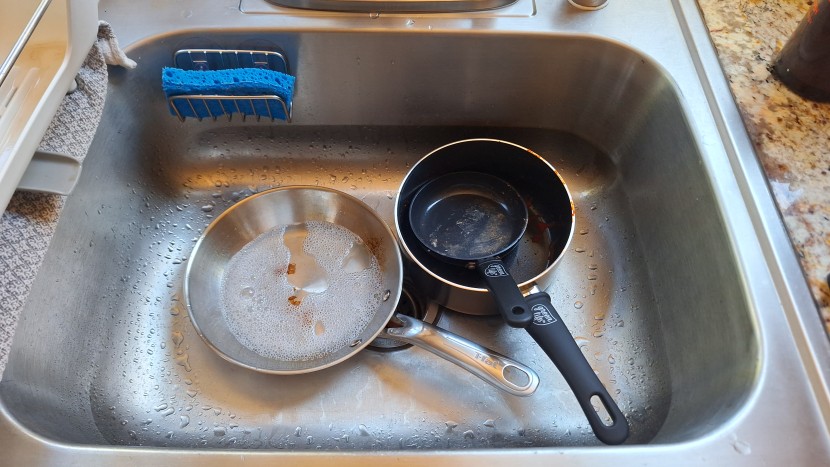 cookware set - a little soap and warm water are sometimes needed to help loosen...